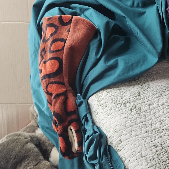 Vintage K&M 2001 Snake Puppet Black & Rust Plush Stuffed Animal See Disc. - Picture 2 of 4